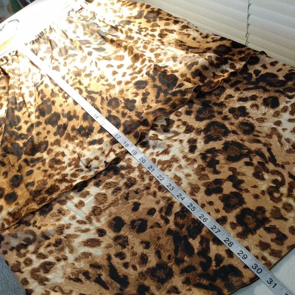 Womens Leopard Print High Low Hem mini maxi shear skirt with slip - Picture 6 of 8